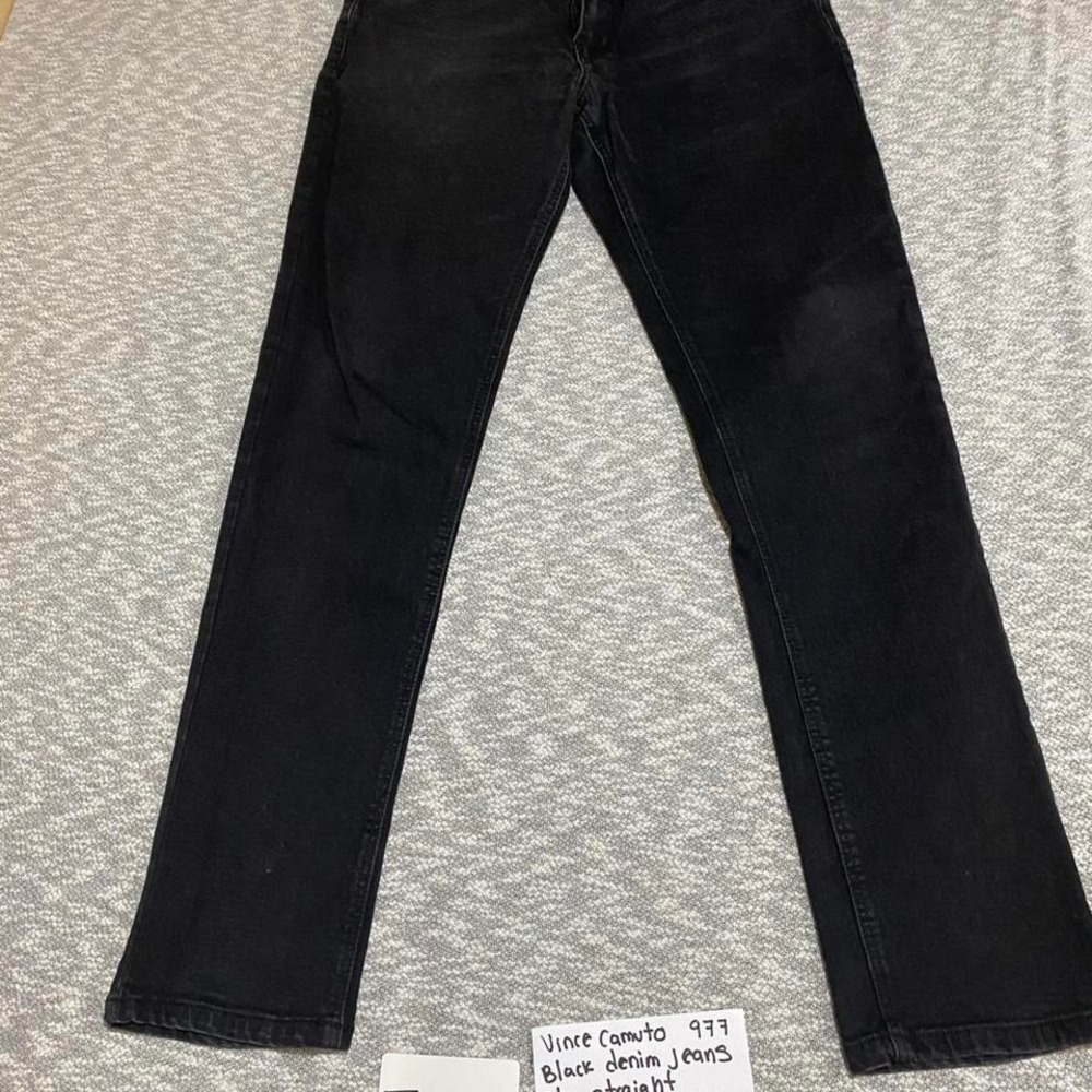 Vince Camuto black denim jeans slim straight men W32XL32. SKU977#denim